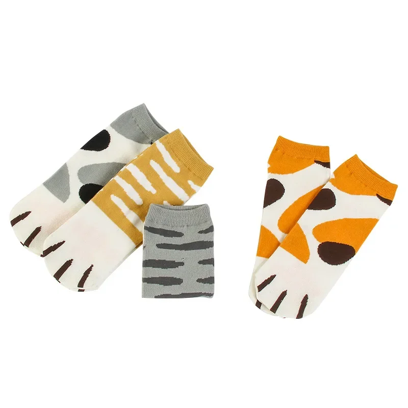 1 Pair of Cute Cartoon Japanese Cat Claw Boat Socks Summer Fresh Lady Student Personality Cute Cat Claw Animal Pattern Socks