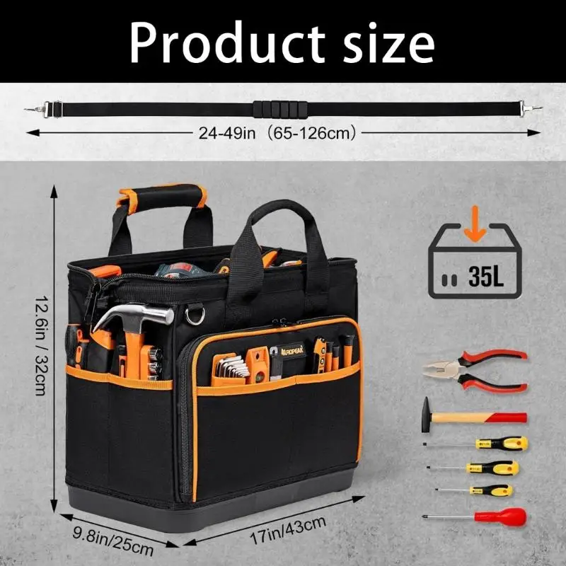 2025 جديد 17 بوصة أداة حقيبة الثقيلة أداة حقيبة التخزين سعة كبيرة أداة حقيبة التخزين للكهربائيين أداة السلطة المنظم #6