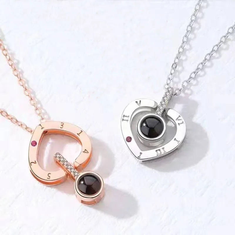 Heart pendant necklace crafted from durable titanium steel with electroplated rose gold or white gold finish — elegant Korean-in