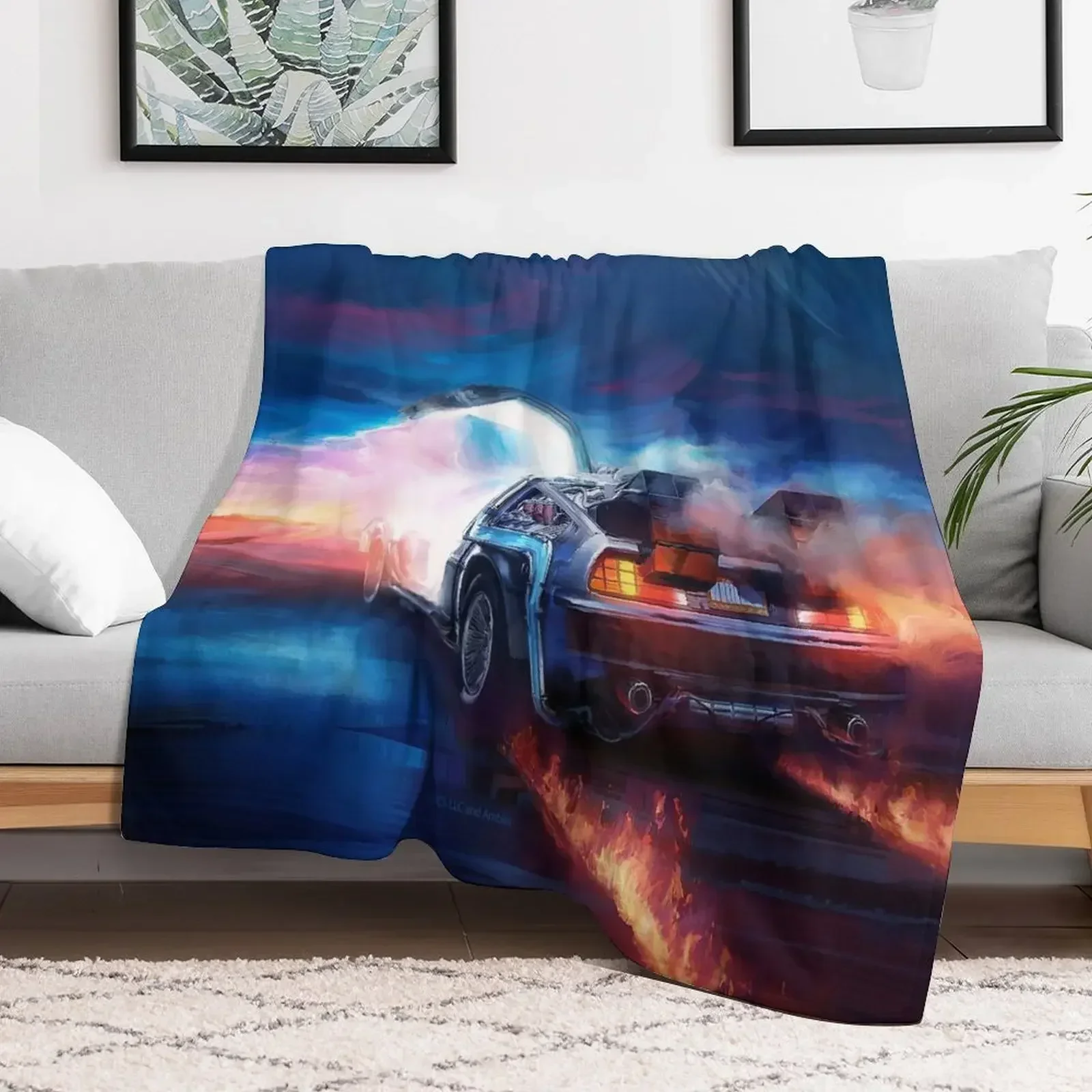 Back to the Future Delorean Time Machine Throw Blanket halloween Custom Baby Blankets