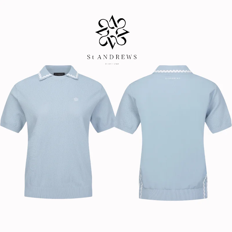 ST ANDREWS-ropa de Golf coreana para mujer, camiseta Polo de manga corta, camisa de punto de hilo hilado con núcleo transpirable