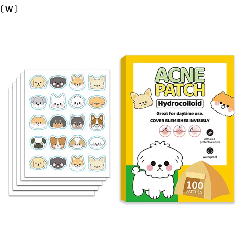 

〔W〕100Pcs Acne Patch Hypoallergenic, Waterproof, Alcohol Free Skin Sticker With Cute Dog -shaped Design〔Winter1〕