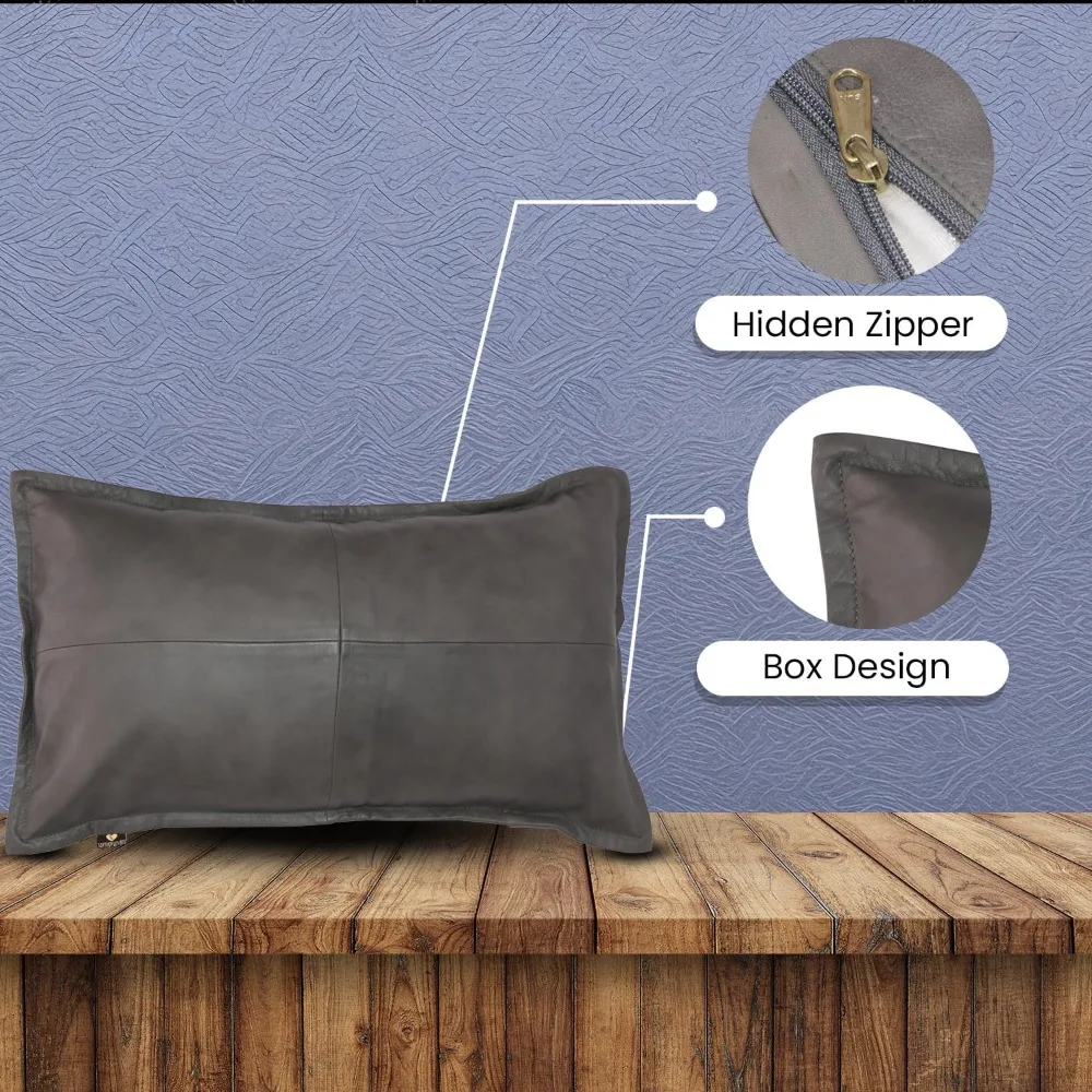 غطاء وسادة من جلد الخراف - غطاء وسادة أريكة من الجلد الطبيعي بنسبة 100% لغرفة المعيشة وغرفة النوم، أغطية رمي مزخرفة، 12x #3