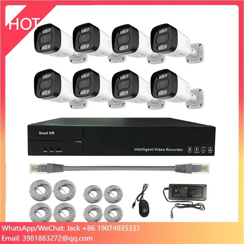 4/8/16 Channel 8MP 4K IP Cameras Set Waterproof Bullet Network Surveillance Camera CCTV AI POE NVR Kit Security System