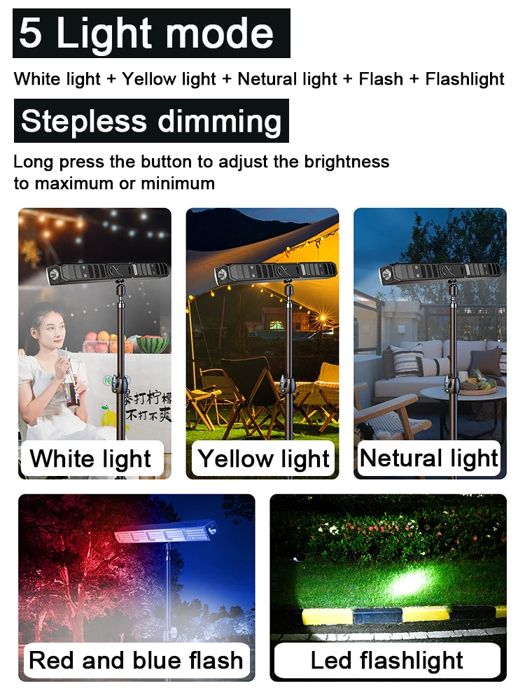【High Power Magnetic LED Light Bar】Portable USB Rechargeable Work Light with 3 Color Modes IP66 Waterproof Emergency Power Bank