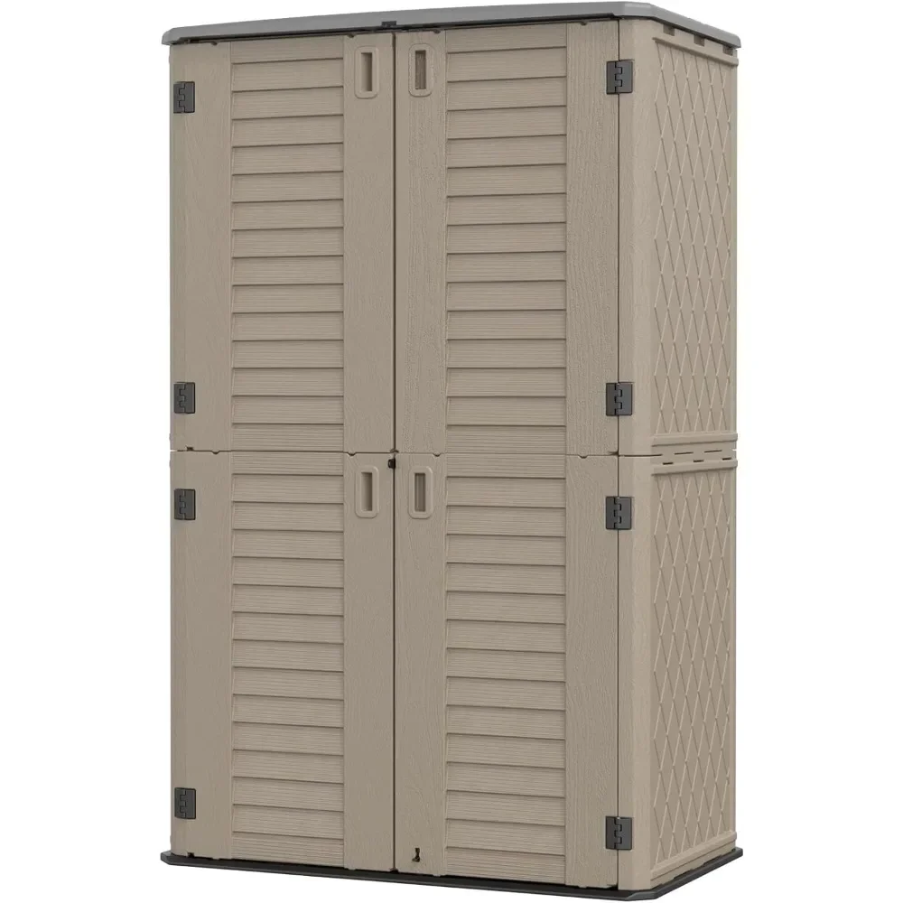 

Multi-Purpose Outdoor Storage Cabinet Waterproof, Outdoor Storage Cabinet for Garbage Cans,Coffee, Tall shed-53 cu ft