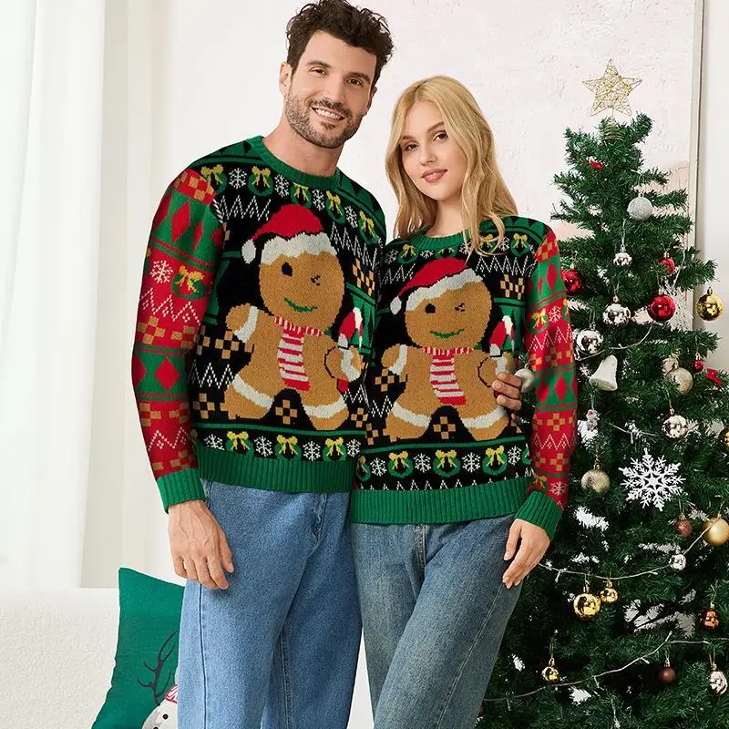 

Милый свитер с принтом «Женщина-имбирная пряник», свободный, с длинными рукавами, женский осенне-зимний комфортный вязаный топ