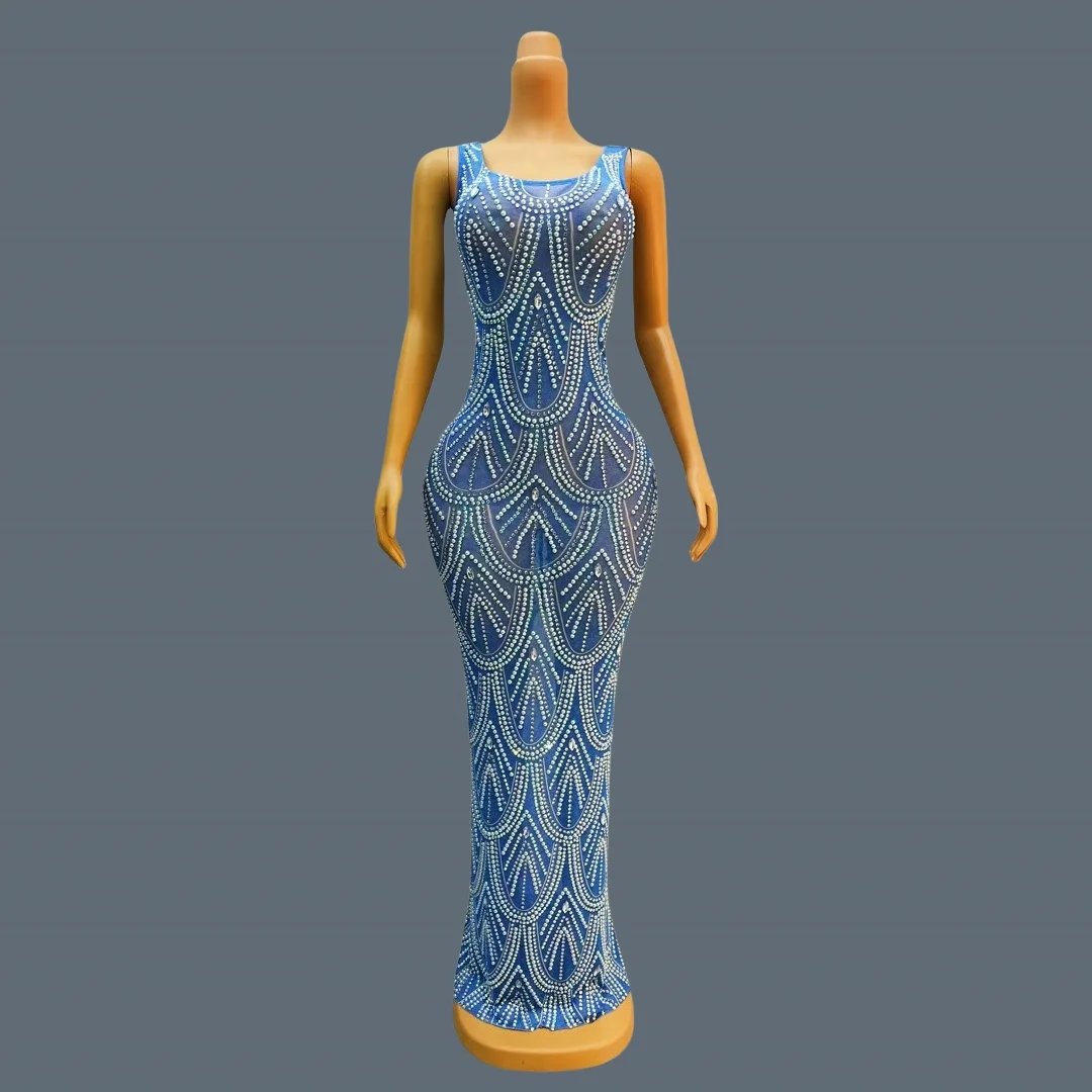 

Sparkly Crystals Sexy Event Party Dress Bodycon Long Dress Women Sexy Party Show Evening Gown Long Dress for Night Out Lanshuipo