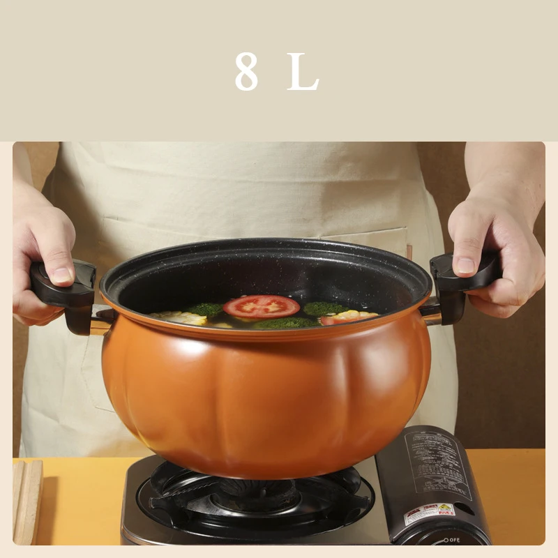 Household kitchen pumpkin shape micro pressure cooker, 8 liters non-stick multi-functional stew pot