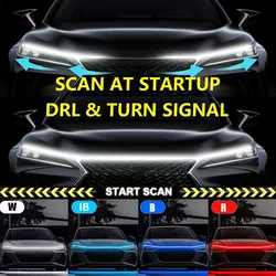 LED Daytime Running Light Scan Starting Car Hood Atmosphere Light Strip 180CM Waterproof Auto Exterior Decorative Ambient Lamp