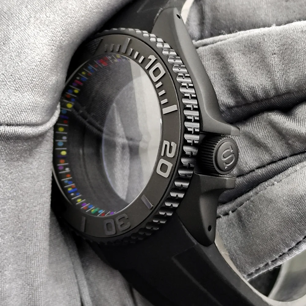42mm Stainless Steel Watch Case Black Sapphire Glass Watch Shell For Men Compatible with NH35 NH36 Movement 22mm Lug Width Watch