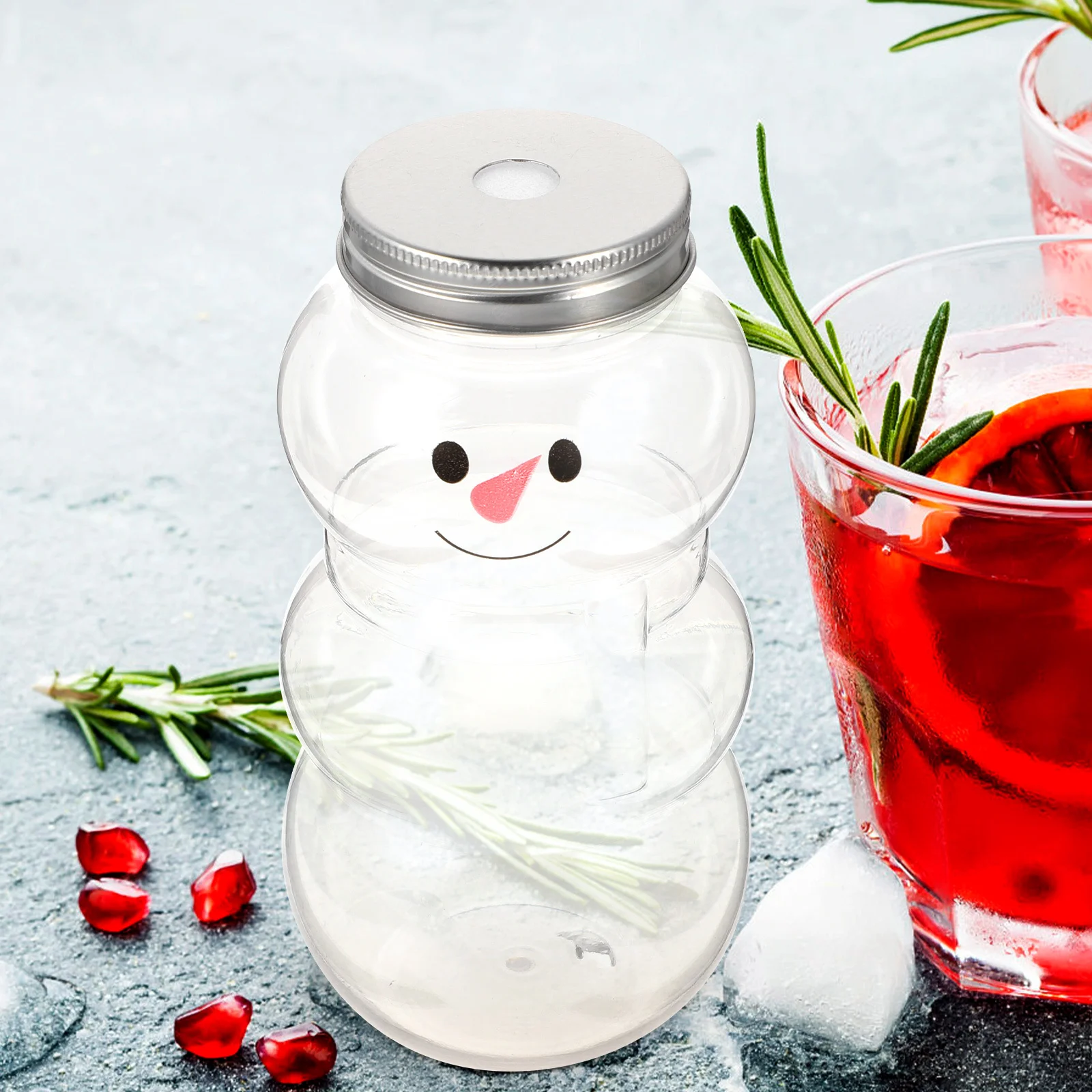 

10pcs Portable Juice Bottles Pet Empty Beverage Containers Flat Bottom For Milk Tea Fresh Juice Outdoor Party Gift Snowman