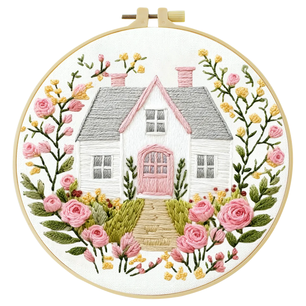 1 Stück 20X20CM/15X15CM 7,87/6,3 Zoll Haus-Stickerei-Starter-Kit DIY-Kit DIY-Stickerei-Set Handarbeiten Malerei Heimdekoration – Detail 3