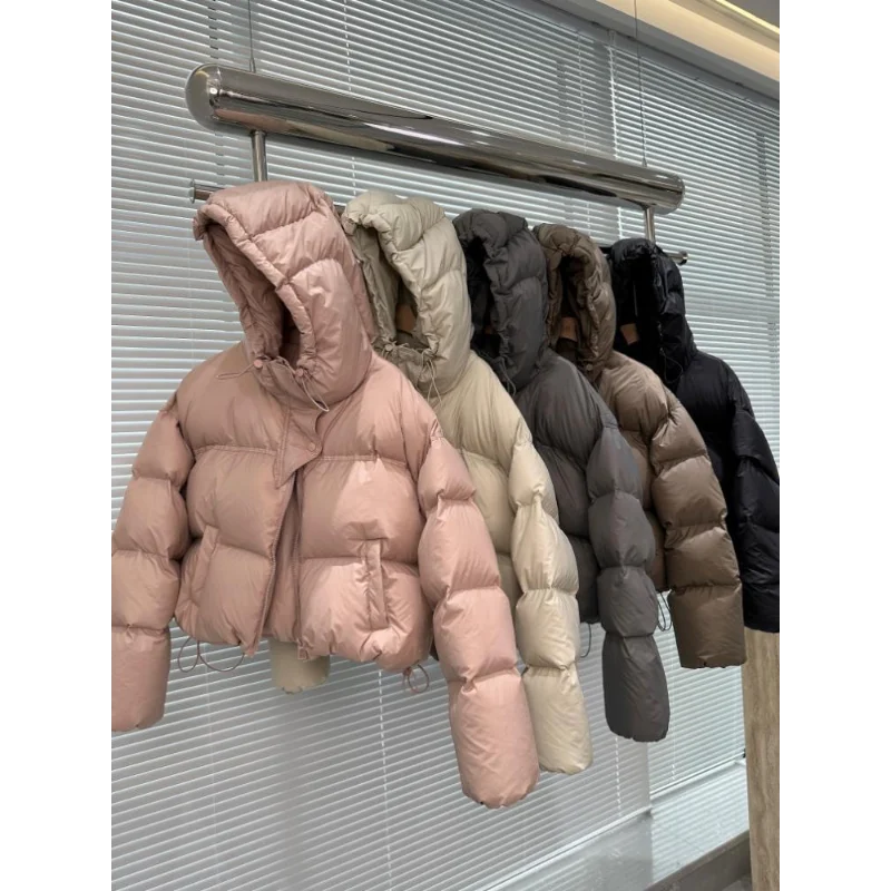 Puffer Down Jackets for Women, Puffer Coat, Hood, Warm, Over Size, Casual, Short, Thick, Winter, Autumn, New, 2024