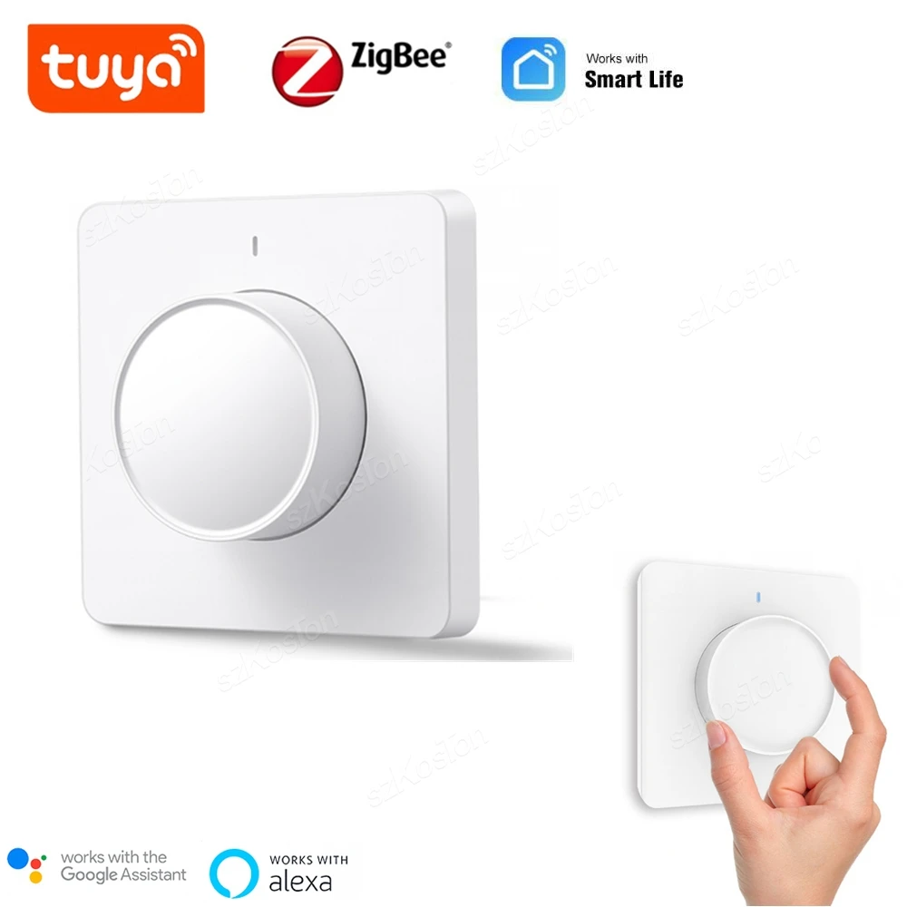 Tuya ZigBee Smart Rotary Light Dimmer Switch with LCD Screen Smart Home Linkage APP Hub Wireless Remote Control for Alexa Google