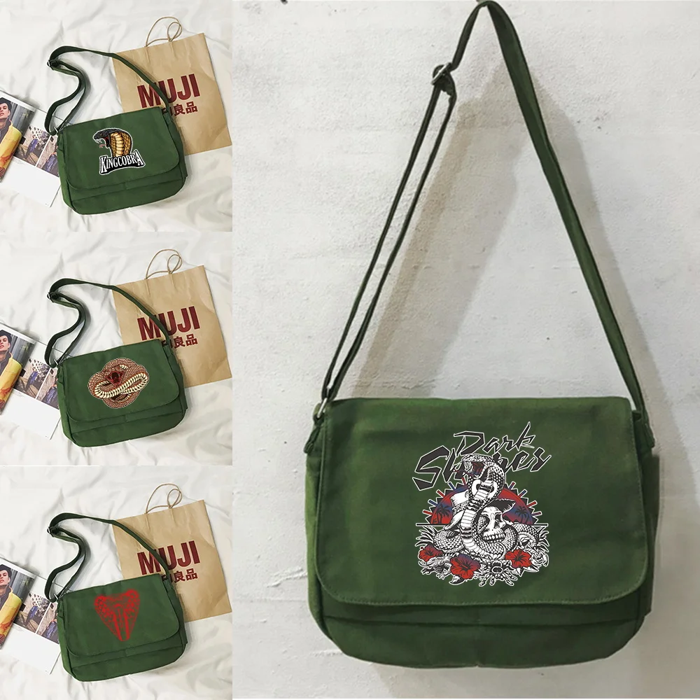 Messenger Bag Reusable Eco-friendly Canvas Teenager Shoulder Tote Bags Cobra Series Fashion Men Women Crossbody Pack