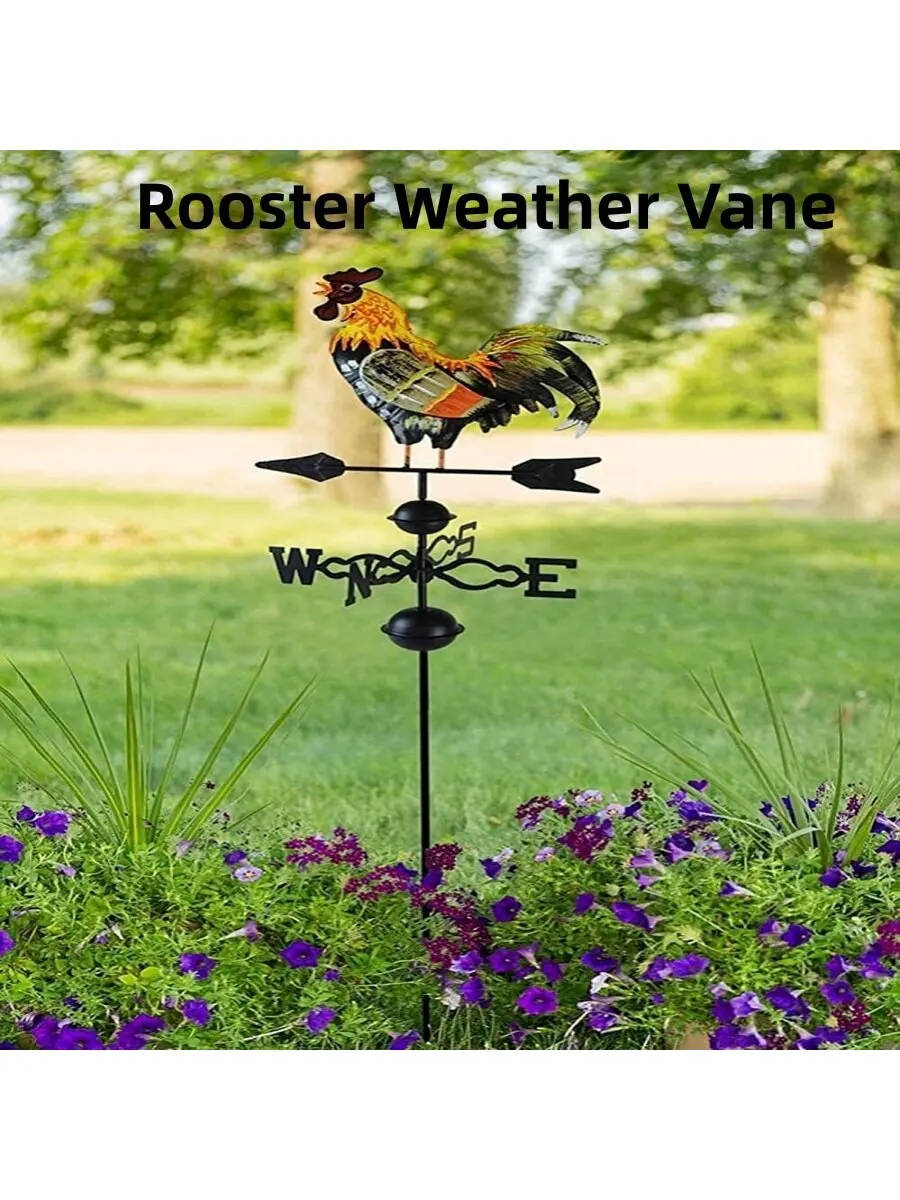 

Nordic Rooster Weather Vane Spinner Wind Direction Farm Scene Stake for Garden Yard Decoration Outdoor Weathervane Ornament