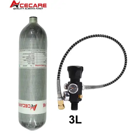 Acecare 탄소 섬유 실린더 고압 탱크 충전 레귤레이터, 충전 스테이션, 듀얼 게이지 밸브, M18 * 1.5, 4500psi, 300Bar, 3L