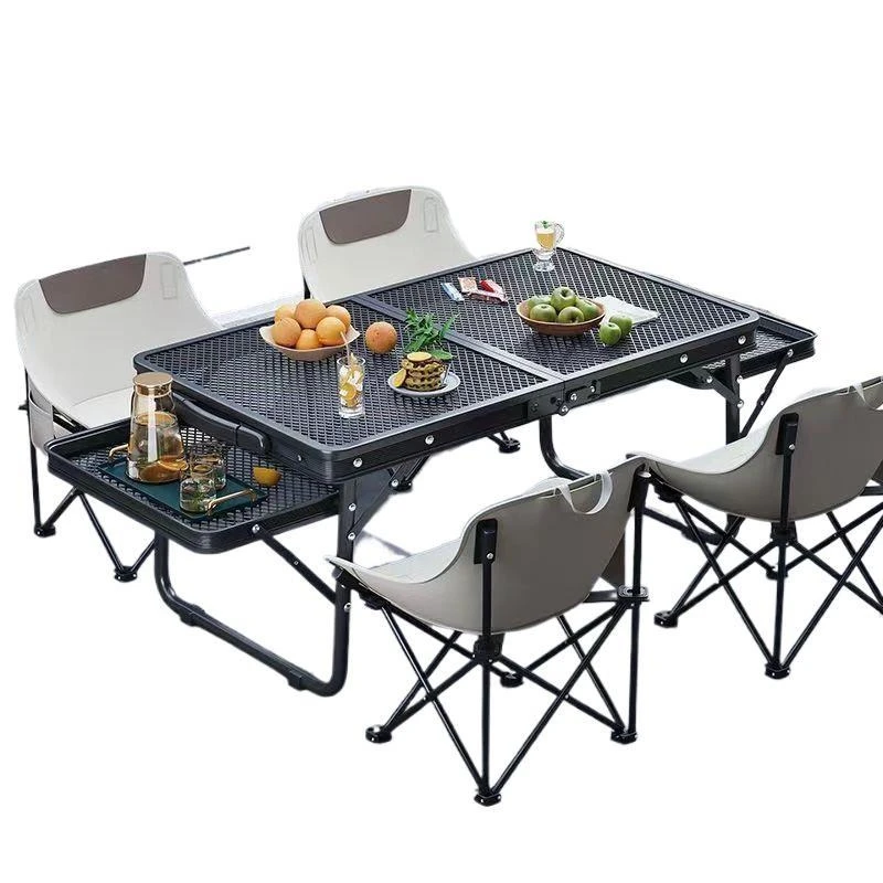 

Outdoor folding table Camping Multifunctional iron mesh barbecue Portable picnic picnic table Aluminum alloy stall folding table