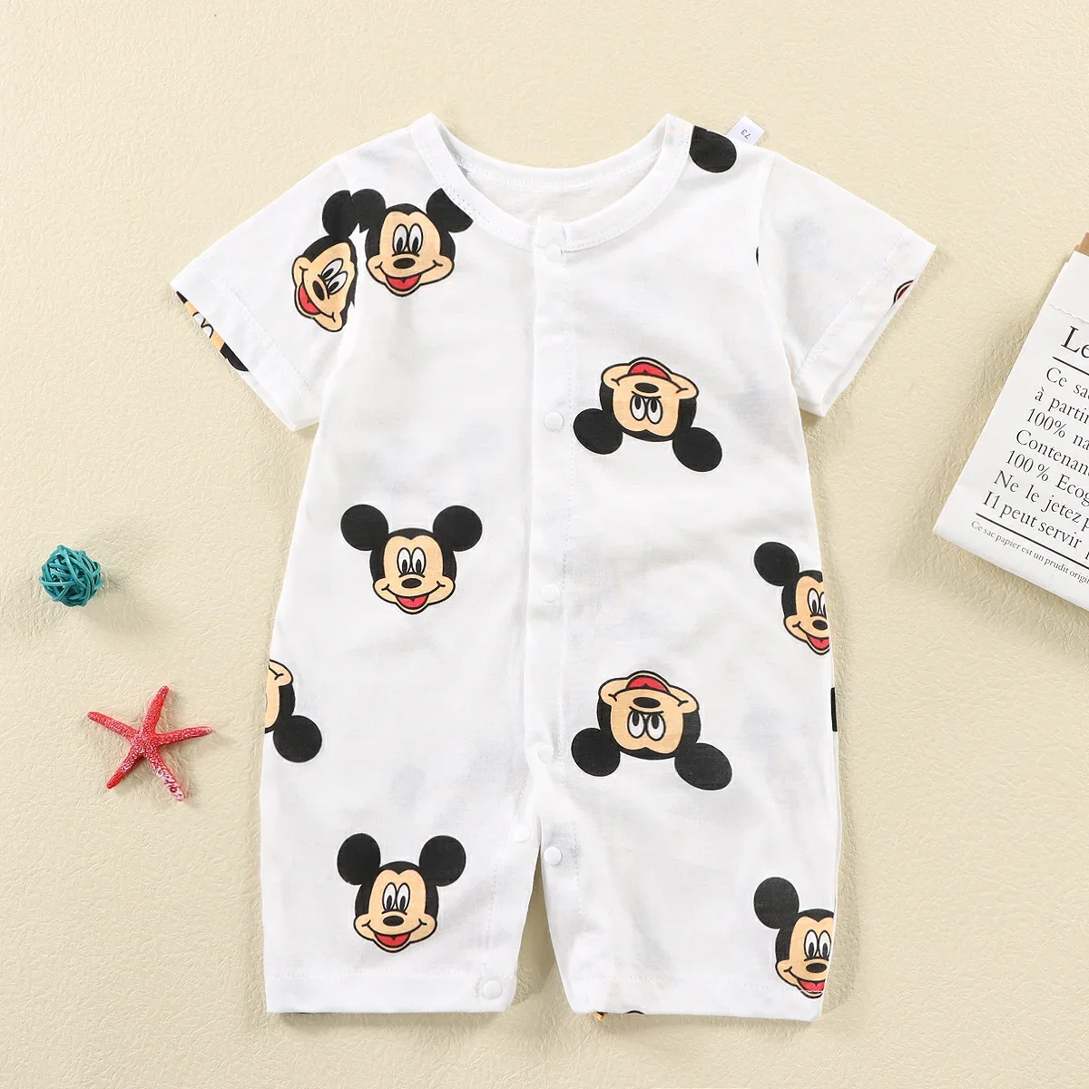 Newborn Baby Clothes Jumpsuit Cartoon Mickey Girl Boy Short Sleeve One-piece Clothes Toddler Costume Romper Infant Onesie Disney