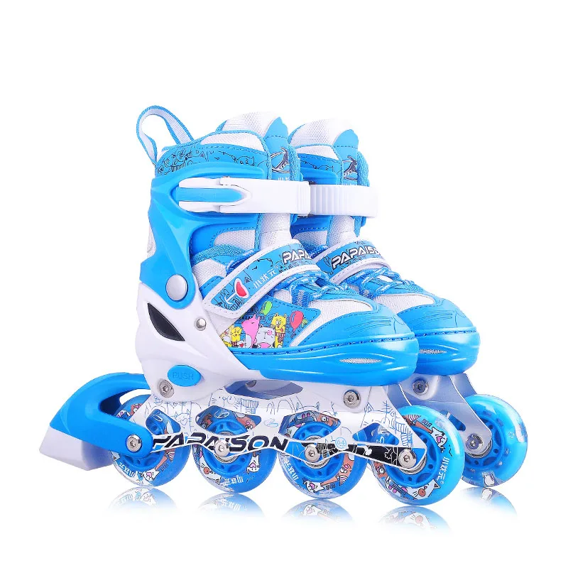 Venda quente em estoque meninos e meninas 4 PU completo piscando ajustável crianças patins inline