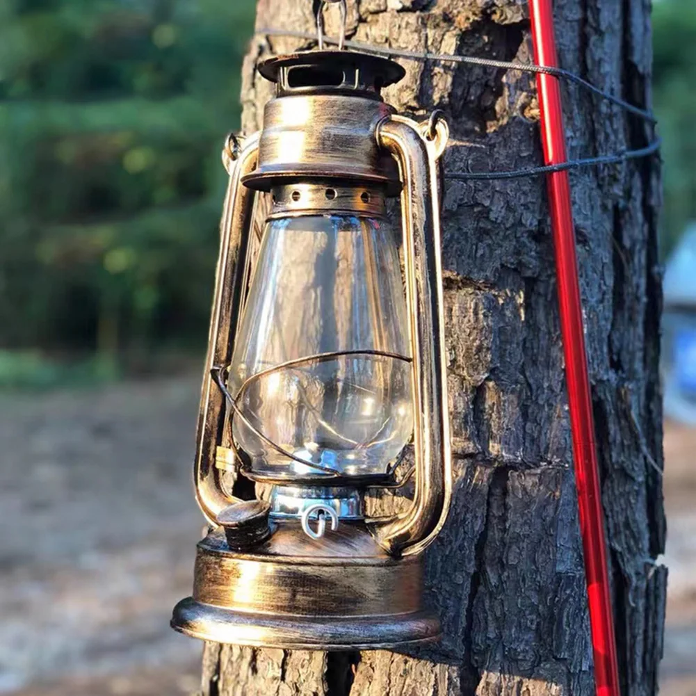 Vintage Kerosene Oil Lamp Lantern 31cm Retro Kerosene Light Camping Tent Decorative Atmosphere Lighting Outdoor Campinglight *1