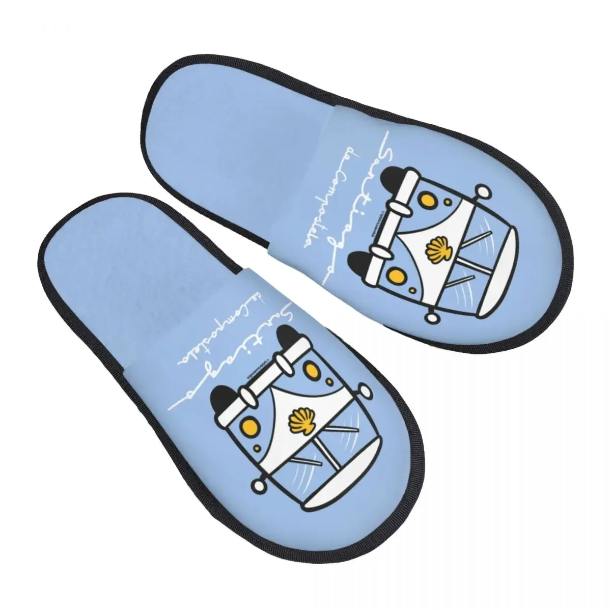 Custom Light Blue Santiago Van Memory Foam Slippers Women Cozy Warm House Slippers