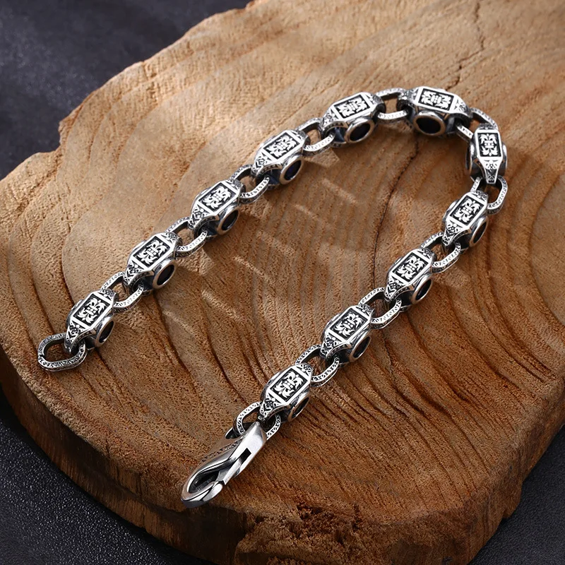 HX New Seiko Arabesque Zircon Bracelet for Men\'s Domineering Trend Retro All-match Jewelry Accessories