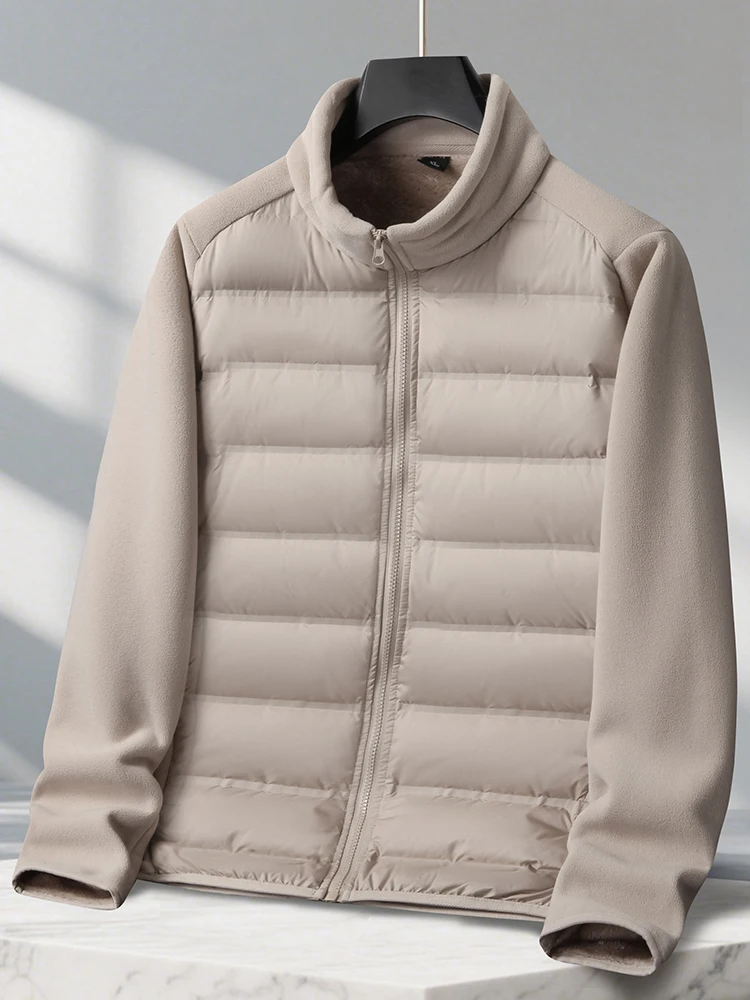 

Мужская легкая пуховая куртка большого размера с флисовой подкладкой, теплая зимняя верхняя одежда в стиле пэчворк, до 300 фунтов