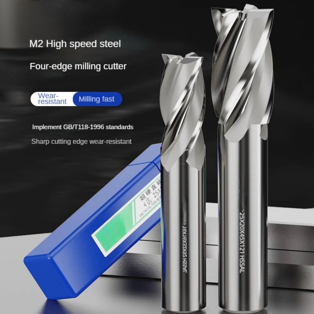 

Ultra Hard End Milling Cutter,High-Speed Steel End Mill, Straight Shank M2 Material 4 Teeth,4F-2 3 4 5 6 8 10 12 16 20 25 30mm