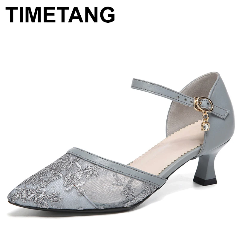 

Женские сетчатые туфли-лодочки на тонком высоком каблуке 4 см с острым носком