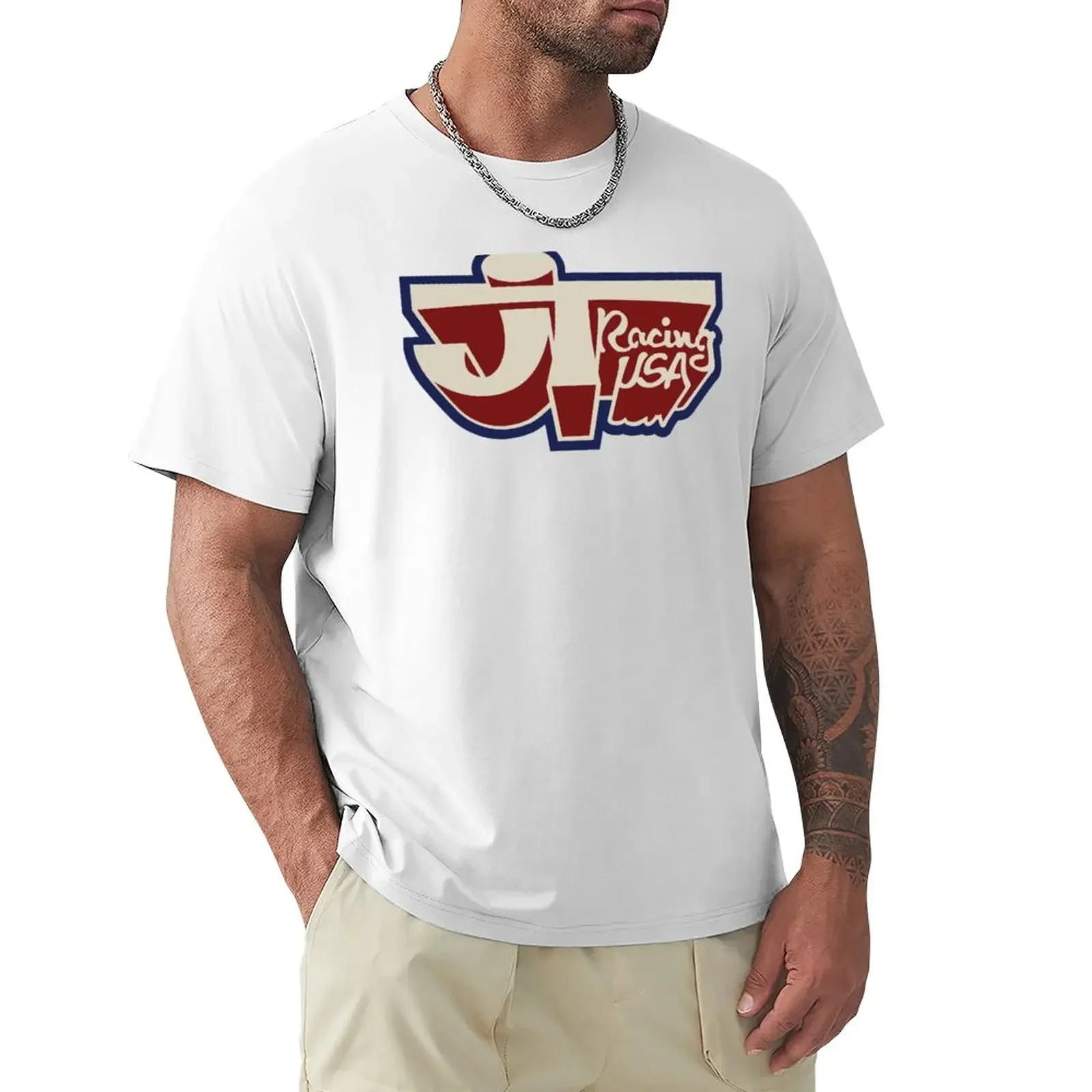 

JT Racing USA BEIGE/RED/BLUE- Old school BMX T-Shirt plus size tops blacks mens big and tall t shirts
