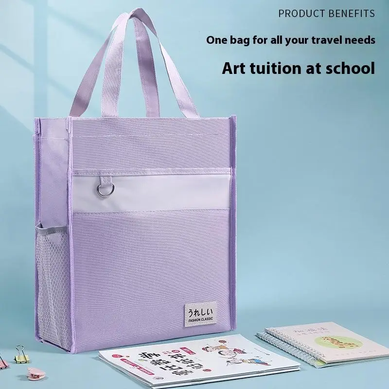 Small Fresh Tutorial Bag Simple Waterproof Multifunctional Document Bag Portable Large Capacity Art Bag Fashionable Test PaperSm