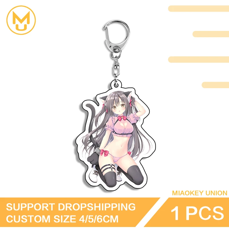 Cat Girl Sexy Pretty Anime Figure Artistic High Quality Double Sided Acrylic Keyring Exclusive Design Cosplay Costumes DIY Props