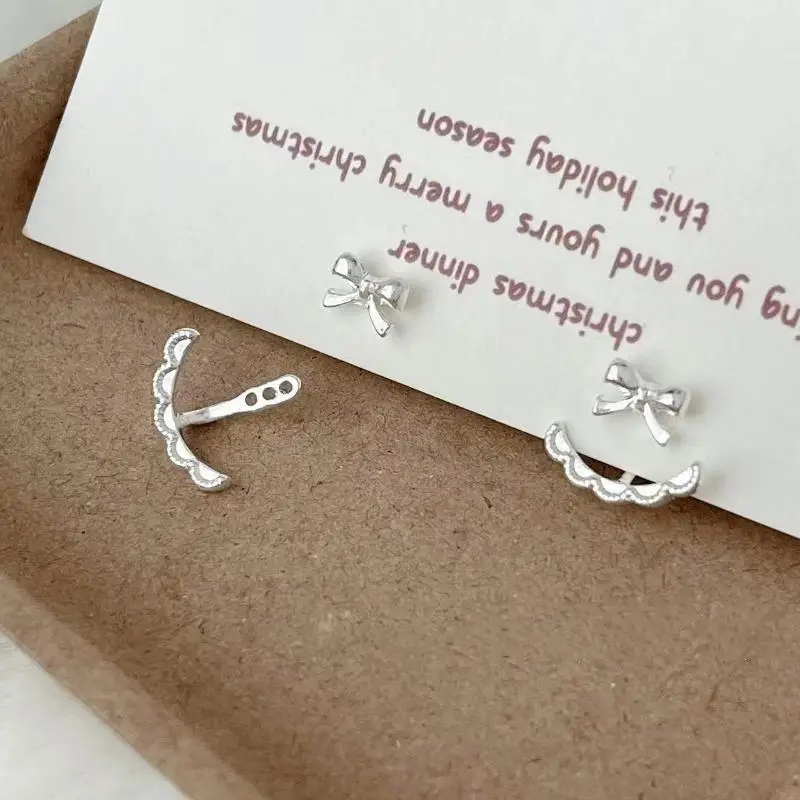 Sweet Cute Bow Stud Earrings for Women Korea Ribbon Earrings Simple Minimalist Ear Piercing Jewelry Gifts
