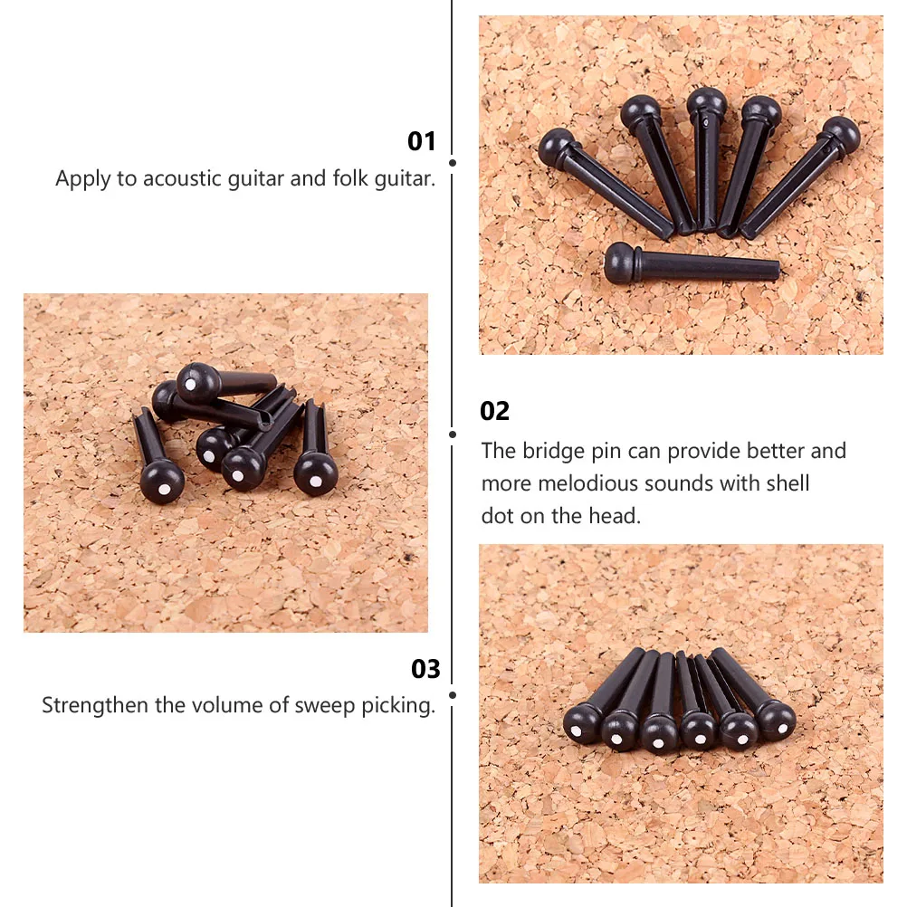 

6 Pcs Guitar Bridge Pins Acoustic Steel String Studs Bone Bass Pegs Accessories for Replacing Guitars Components