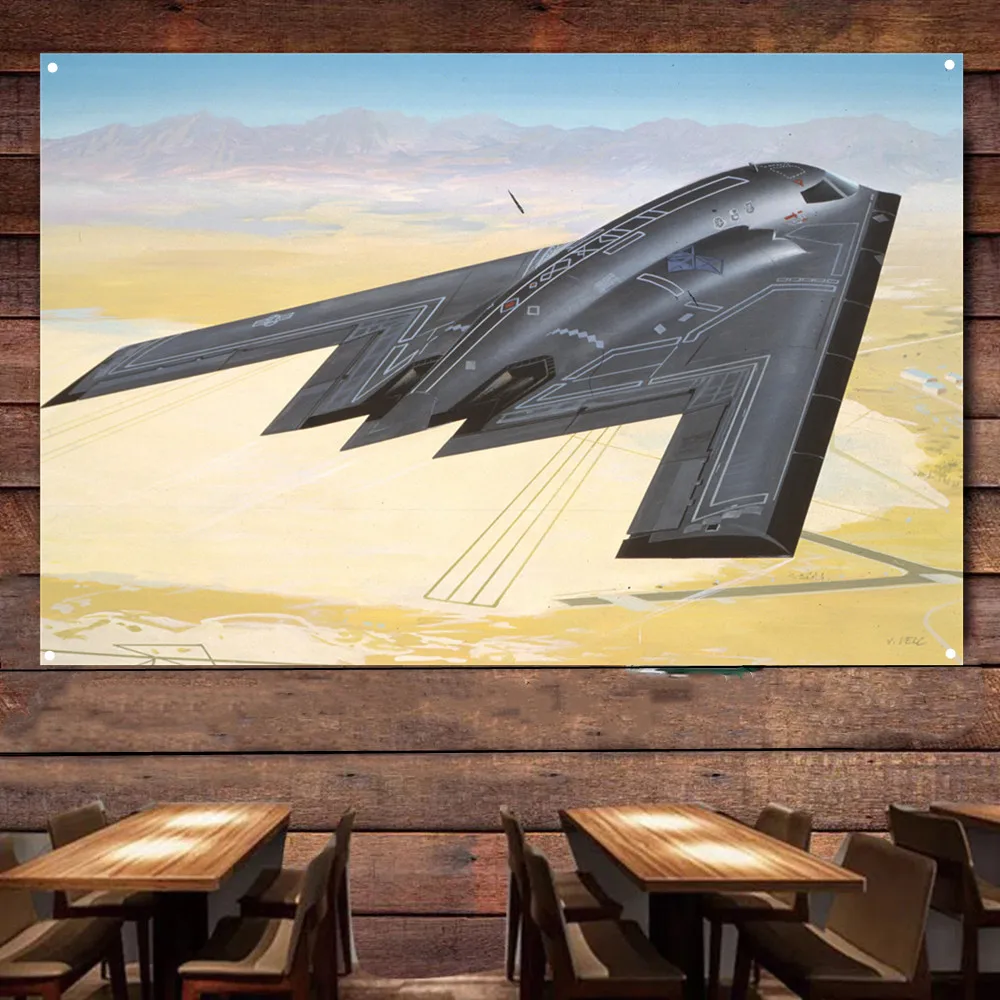 B-2 Stealth Bomber Fighter Jet Flag Hanging Banners U.S. Air Force Aviation Military Art Poster Wall Art Tapestry Home Decor