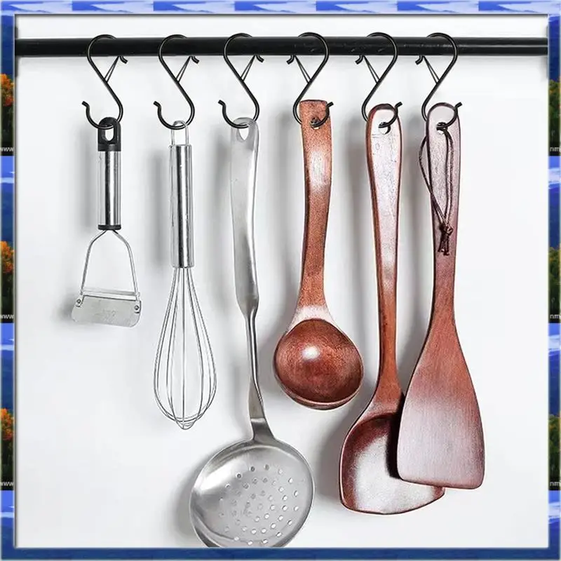 Mar.S Hooks In 10PCS,Heavy Duty Metal With Safety Buckle, Ideal For Kitchen, Closet, Garage For Organizing