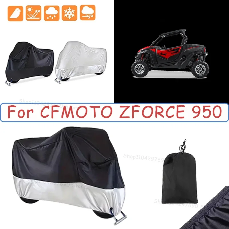 210D Oxford Motorcycle Cover Waterproof All Season UV Protection For CFMOTO ZFORCE 950 Anti-Tear Windproof Motorbike Cover
