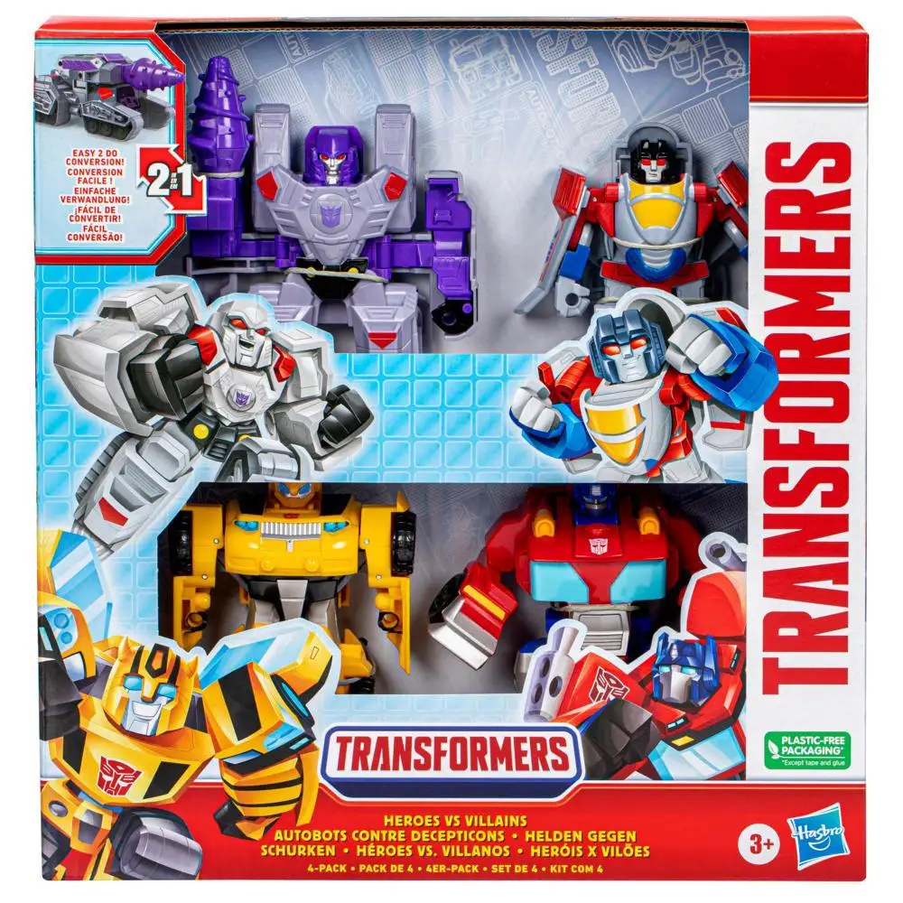 

Hasbro Transformers Toys Heroes vs Villains 4-Pack, Preschool Robot Toys for Kids Ages 3 and Up