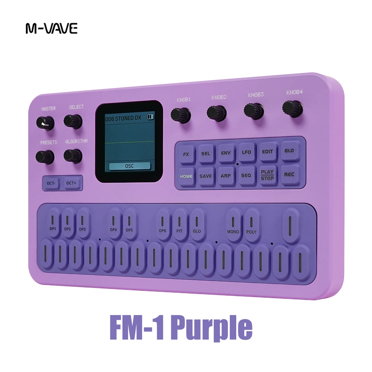 M-VAVE FM-1 (SK15) Purple Portable FM Synth – 6-Operator Engine, 128 Sounds, Arpeggiator, Effects, USB/Bluetooth MIDI