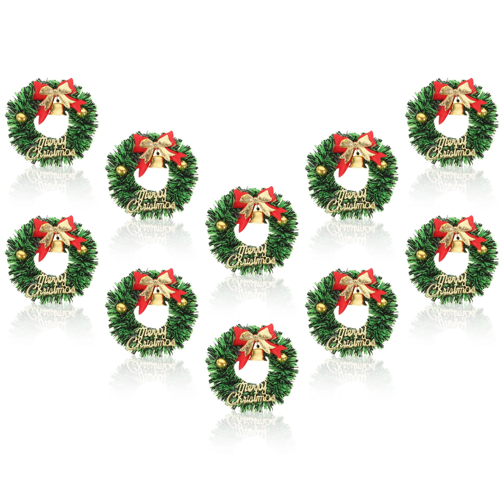 

10pcs Mini Christmas Wreaths Hanging Wreath Decor For Xmas Tree Window Furniture Simulated Garland Party Holiday Decorations