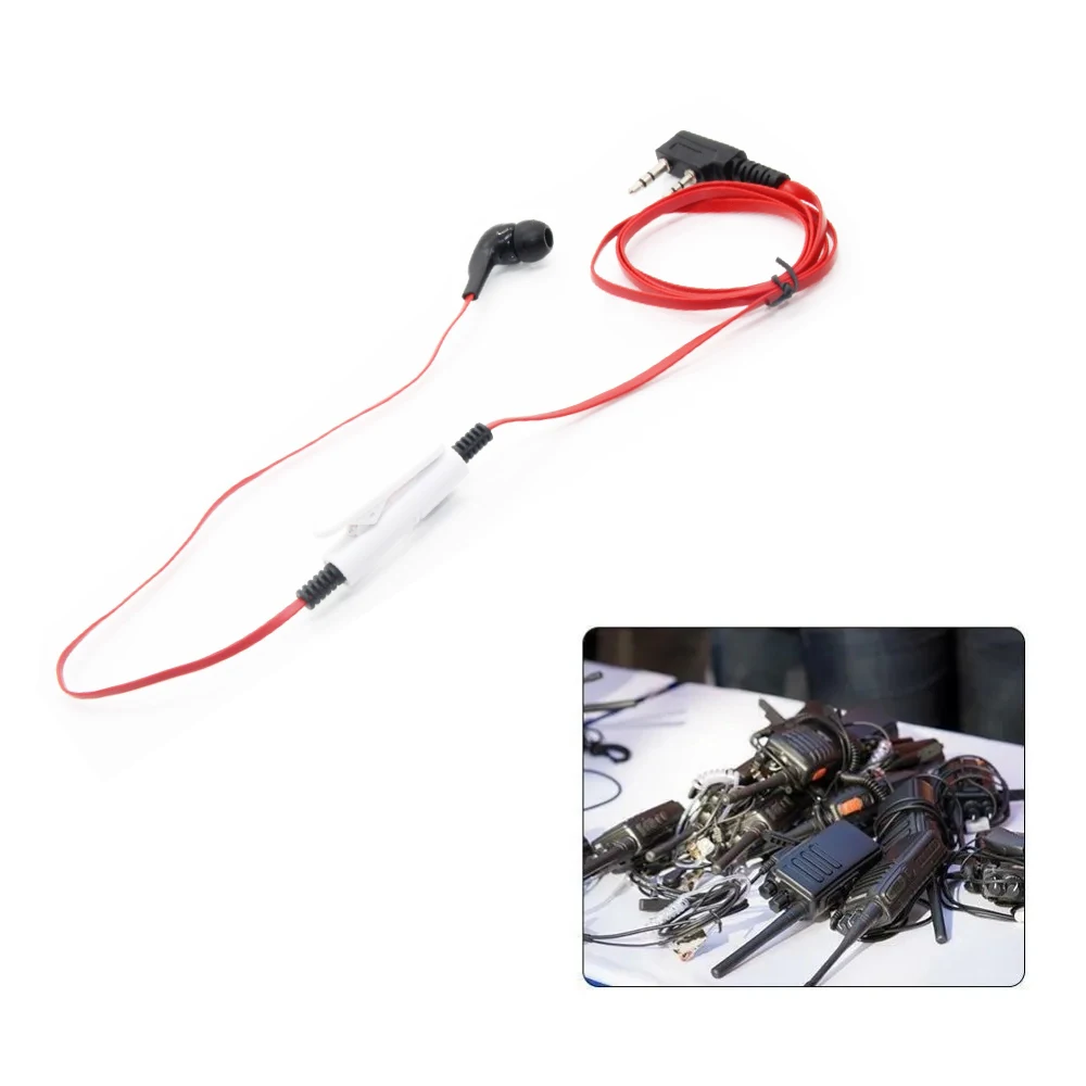 2-Pin Noodle Earpiece for Baofeng UV5R/BF-888S | PTT Mic & K Plug | 118cm Anti-Tangle Cable for Security/Hotel Staff