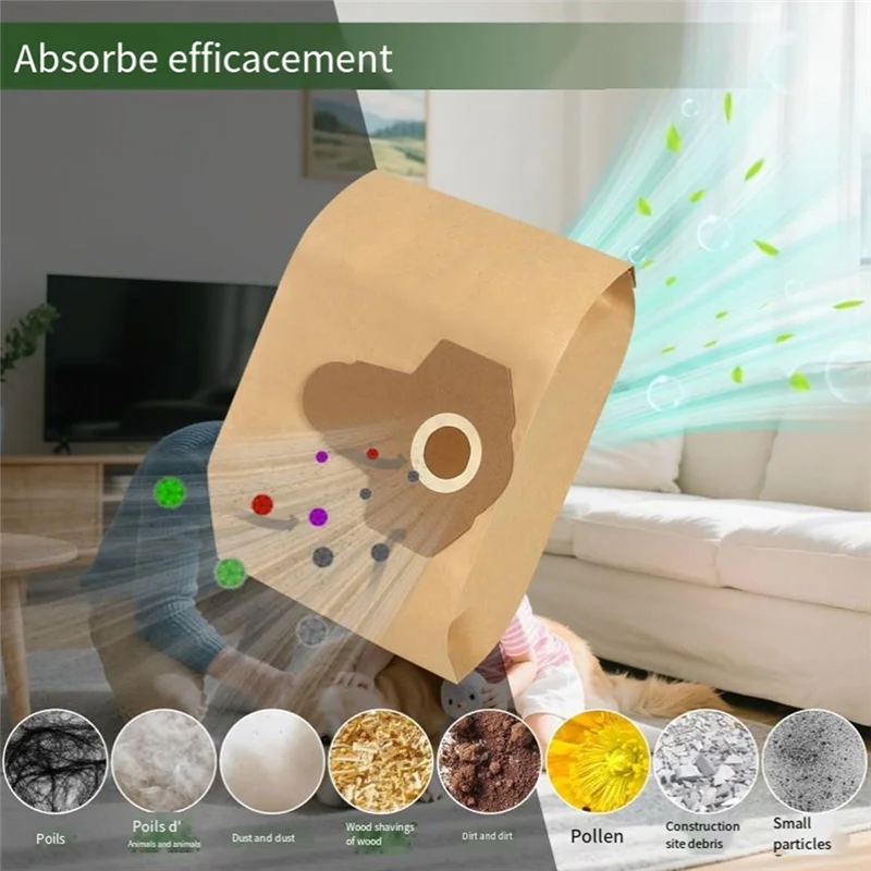 A01V-لأكياس استبدال المكنسة الكهربائية Parkside - 12 قطعة (PWD 25/PWD 30/PNTS 1500/1600 A1، كيس غبار بسعة كبيرة 30 لتر)