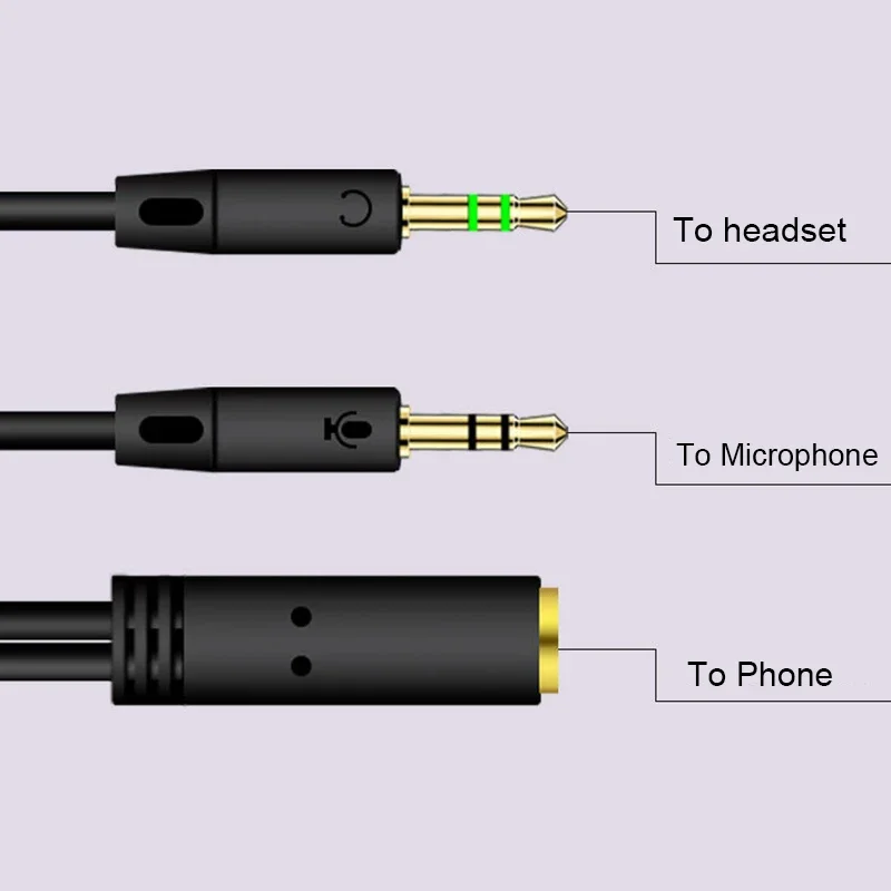 Y Splitter Cable 3.5mm 2 in 1 Male To Female AUX Audio Cable MP3 MP4 Stereo Plug Adapter Jack For Headset Headphone computer