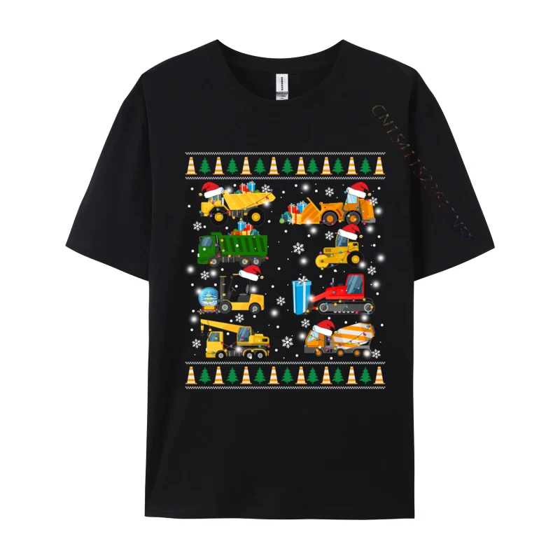 

Construction Excavator Truck Santa Ugly Sweater Christmas T Shirts Men Streetwear T Shirts Oversized Tee Tops Men Clothes