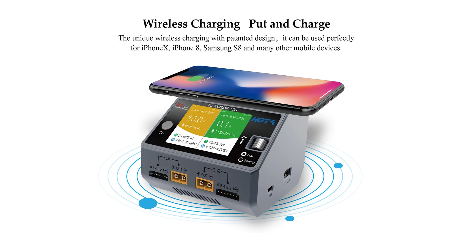 HOTA D6 Ultra Dual Channel Intelligent Charger for FPV Li-Po Battery Car Boat Model D6PRO Upgrade Version