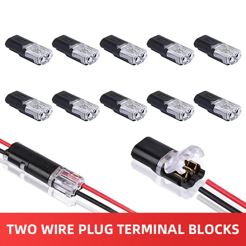 

Pluggable 2Pin Wire Terminal 2Way Universal Compact Cable Crimp Connector for Wires Wiring 22-20AWG LED Car Connectors