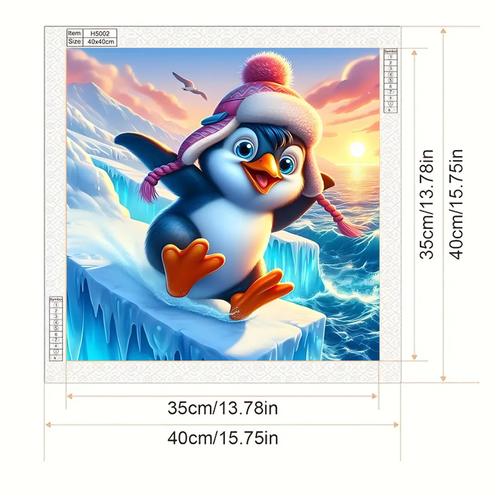 Skiing Penguin Pattern Diamond Painting Set, DIY Adult Full Diamond Home Decoration Painting Set, Adult Frameless Crafts