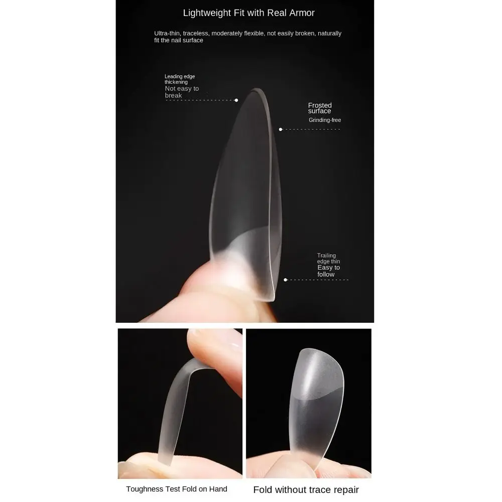 550Pcs /BOX Medium Length Press on Nails Full Cover Quick Building False Nails Semi Frosted Nail Salon Art For Short Square Nail